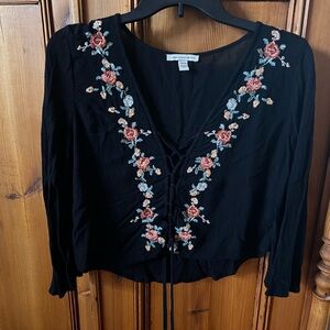 AE Boho Crop Lace Up Top